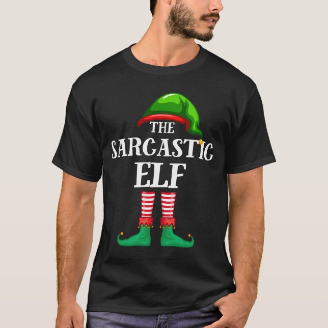 Camiseta Pajama de Natal da Família Sarcastic Elf Matching (Frente)