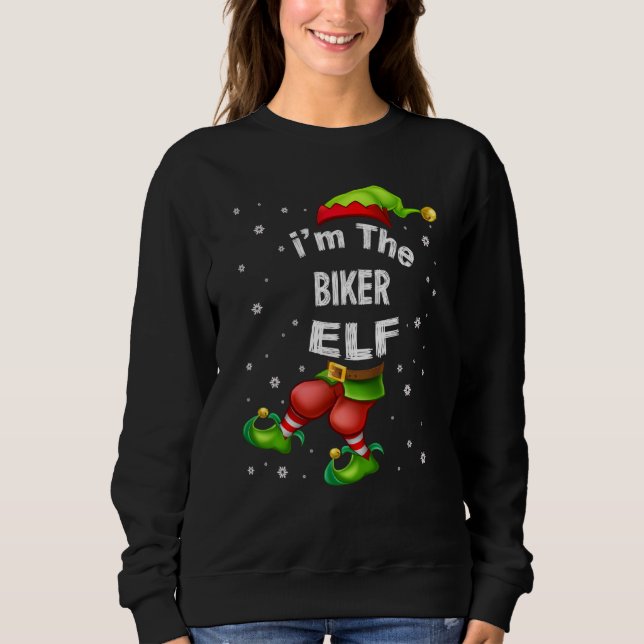 Camiseta Pajama de Natal do Grupo Familiar Biker Elf Matchi (Frente)
