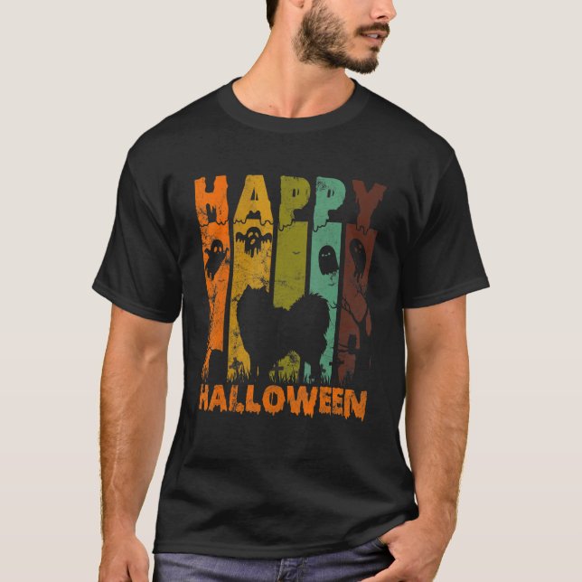 Camiseta Pajamas Matching Halloween Figurume Retro American (Frente)