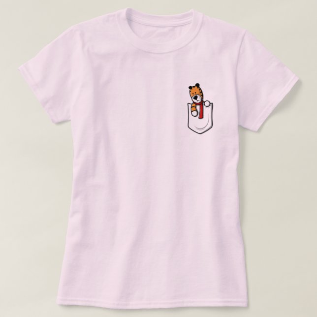 Camiseta pal de bolso de design bonitinho rosa (Frente do Design)