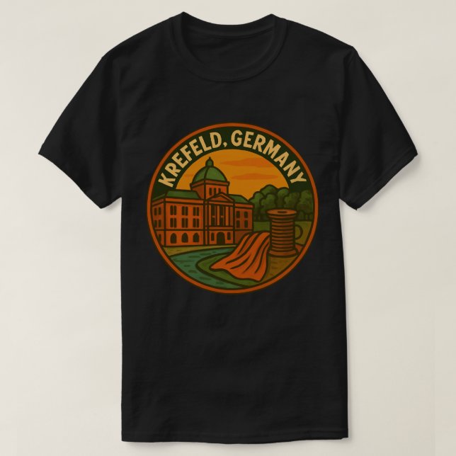 Camiseta Palácio de Krefeld Alemanha Arte (Frente do Design)