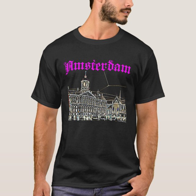 Camiseta Palácio Real Viagem dos Países Baixos de Amesterdã (Frente)
