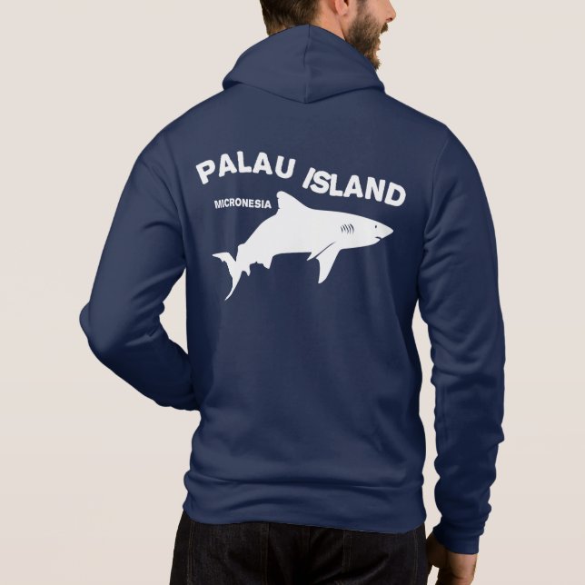 Camiseta Palau Island Scuba Mergulhando Com Tubarões (Verso)