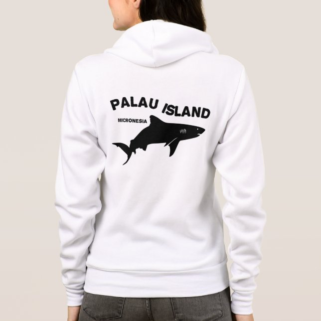 Camiseta Palau Island Scuba Mergulhando Com Tubarões (Verso)