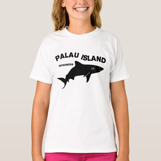 Camiseta Palau Island Scuba Mergulhando Com Tubarões (Frente)
