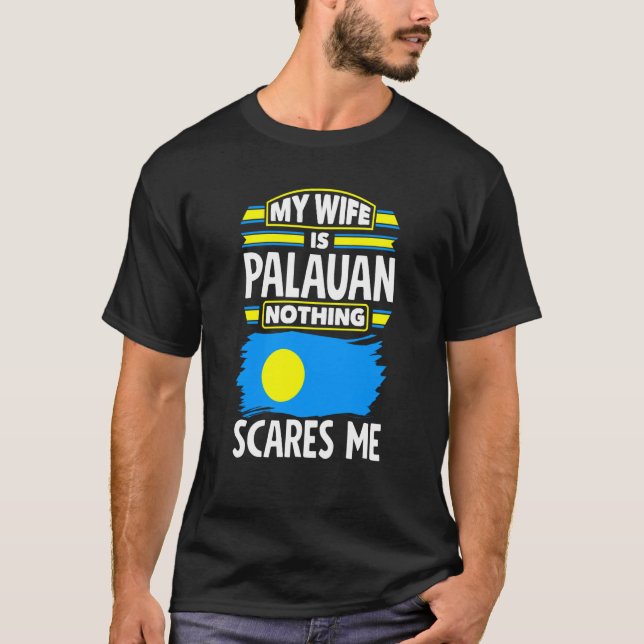 Camiseta Palau Palauan Palau Flag Minha Mulher É Palauan (Frente)