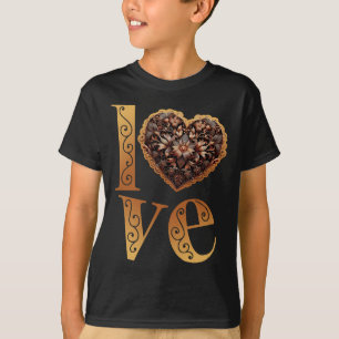 Camiseta Palavra amor com coração rosa de filigrana românti