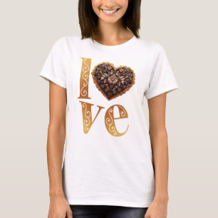 Camiseta Palavra de amor com coração rosa cinzento romântic