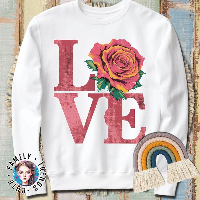 Camiseta Palavra de amor de rosa Flower (Criador carregado)