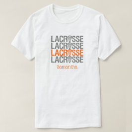 Camiseta Palavra de Lacrosse em Cor Laranja
