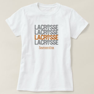 Camiseta Palavra de Lacrosse em Laranja Queimado