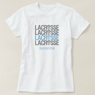 Camiseta Palavra de Lacrosse em Pó Azul