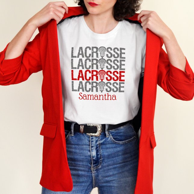 Camiseta Palavra de Lacrosse Vermelha (Criador carregado)