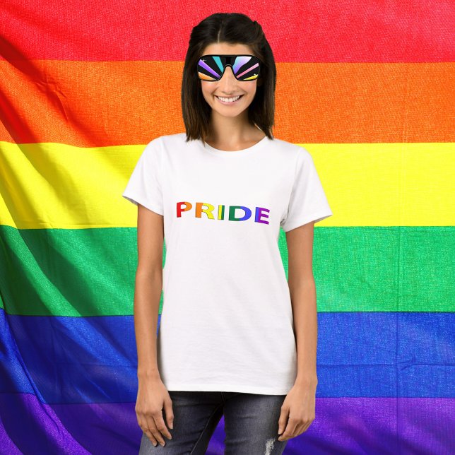 Camiseta Palavra de Orgulho Colorido Arco-Íris (Rainbow Colored Pride Word T-Shirt)