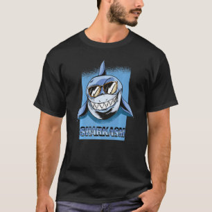 Camiseta Palavra de Sharkasm toca água do mar óculos escuro