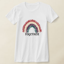 Camiseta Palavra de tendência "Juntos" Design do arco-íris