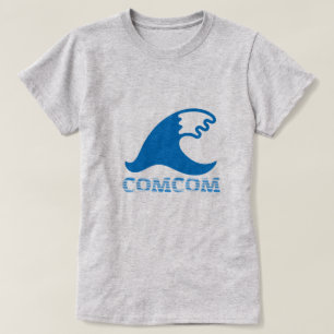 Camiseta Palavra em Karankawa: comcom e uma onda de água