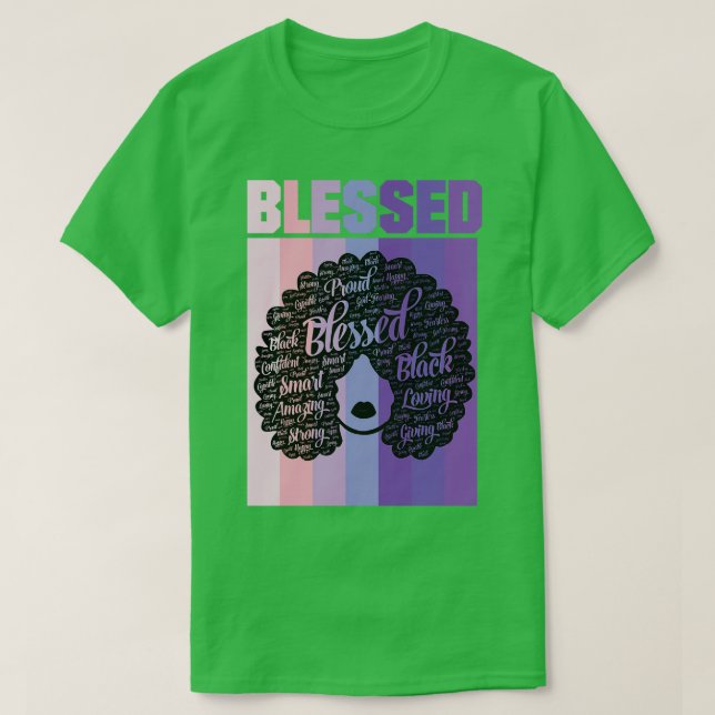 Camiseta Palavras Abençoadas na Religião Cristã Afro (Frente do Design)