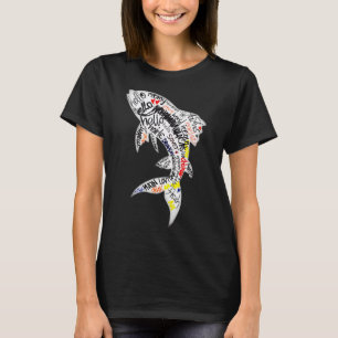 Camiseta Palavras Aquáticas Fofas Arte Silhueta de Peixe Di