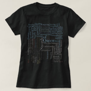 Camiseta Palavras-chave do Cartão Tarot da Rainha das Espad