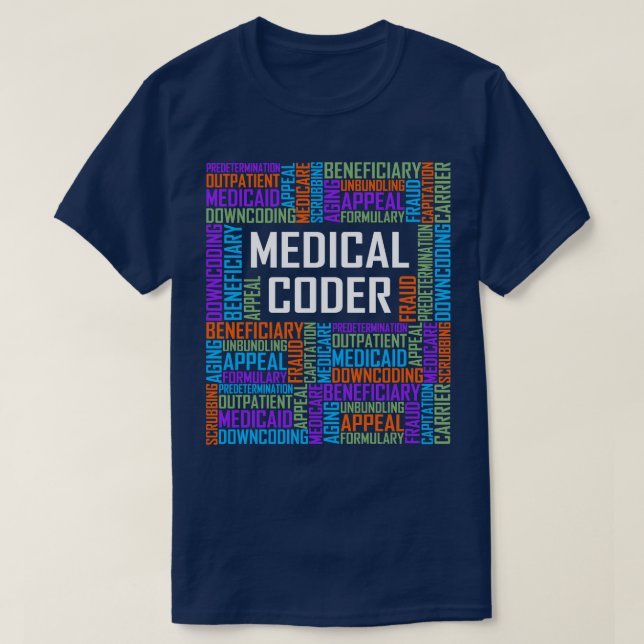 Camiseta Palavras de código médico (Frente do Design)