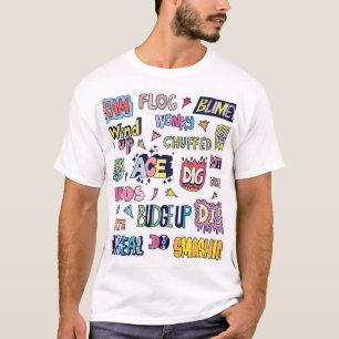 Camiseta Palavras de gírias inglesas, letra de rabisco