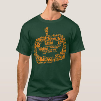 Camiseta Palavras de Halloween Jack O Lanterna Pumpkin