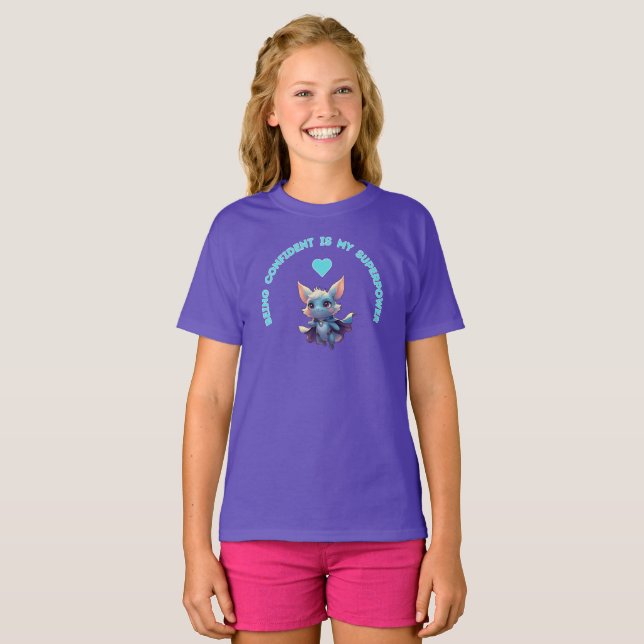 Camiseta Palavras dizendo "Ser Confiante é o meu Superpoder (Frente Completa)