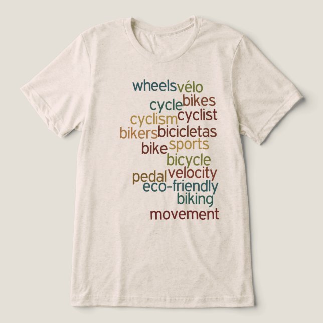 Camiseta Palavras inspiradas em bicicleta (Design frontal)
