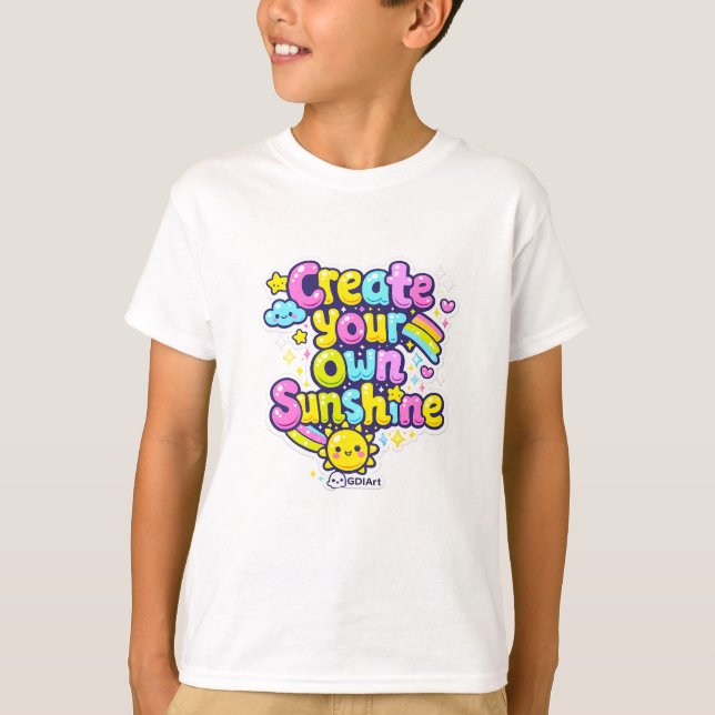 Camiseta Palavras Kawaii - Crie Seu Próprio Brilho (Frente)