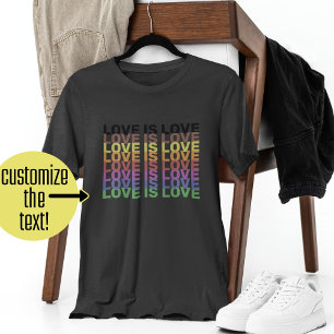 Camiseta Palavras repetidas em arco-íris Frase personalizad