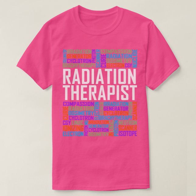 Camiseta Palavras Terapêuticas de Radiação (Frente do Design)