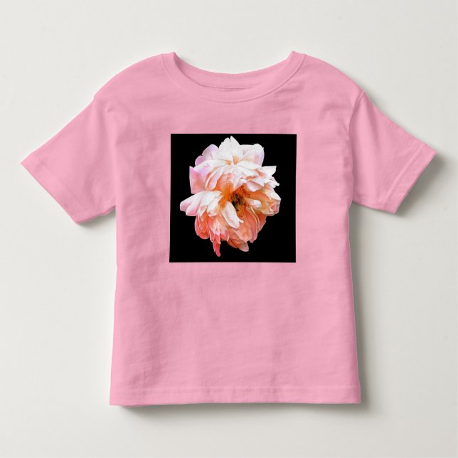 Camiseta Pale Peach Peony em Preto (Frente)