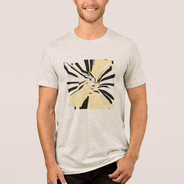 Camiseta Pale Yellow Black Swirling Abstract Floral Pop Art (Frente)