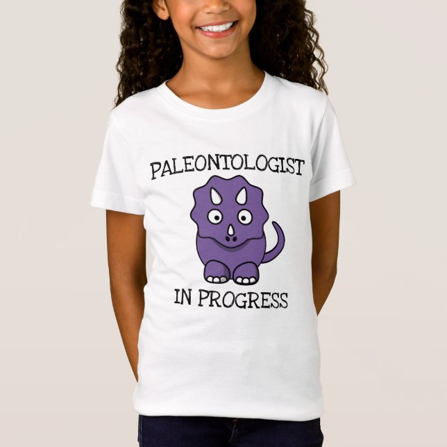 Camiseta Paleontólogo Em Curso Tricerátops Roxo Garota (Frente)