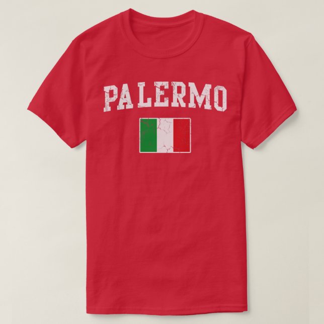 Camiseta Palermo Itália Bandeira Itália Itália Vintage Fade (Frente do Design)