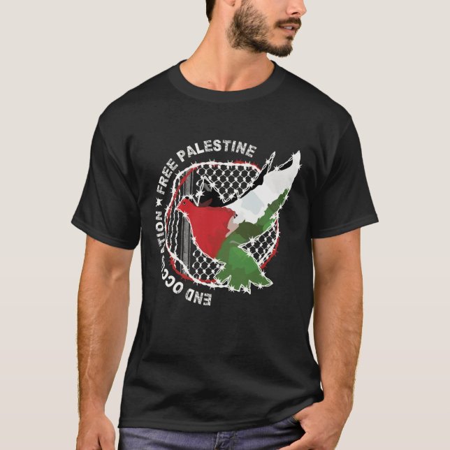 Camiseta Palestina: Bandeira da Liberdade Árabe Kufiya Hatt (Frente)
