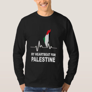Camiseta Palestina - Bandeira e mapa no meu coração