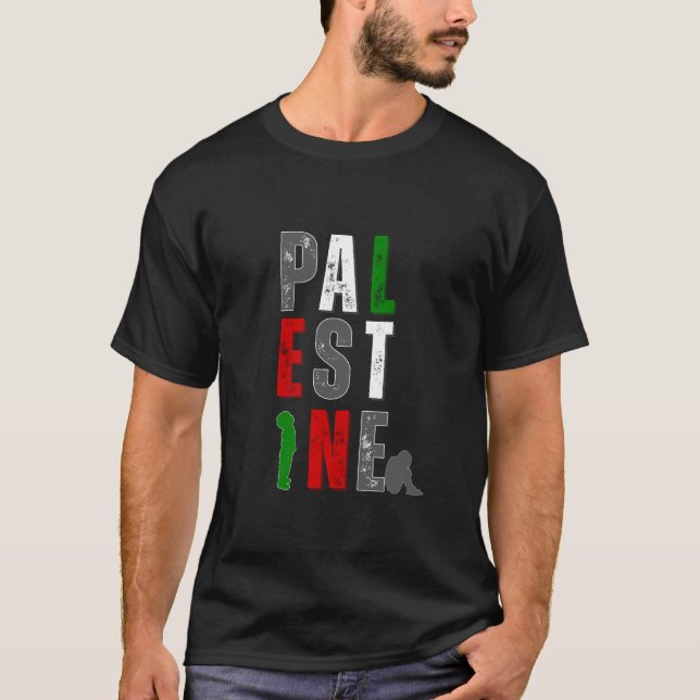 Camiseta PALESTINA Distressed Bold – Cores da Band (Frente)
