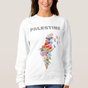 Camiseta Palestina feminina - Mapa floral da Palestina