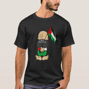 Camiseta Palestina Handala segurando a bandeira palestina L