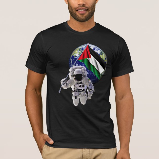 Camiseta Palestina Livre, Bandeira Palestina é Alta no Espa (Frente)