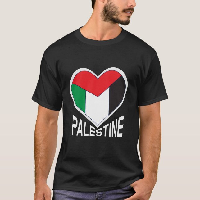 Camiseta Palestina Livre - Bandeira Palestina em Forma de C (Frente)