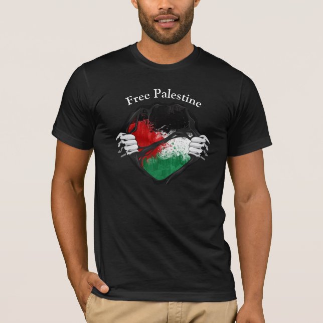 Camiseta Palestina livre com duas mãos estombrada T-Shir (Frente)