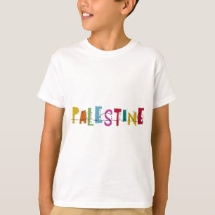 Camiseta PALESTINA Nome Árabe Crianças Coloridas design Hoo