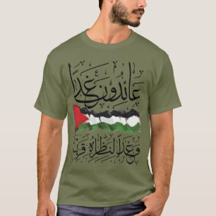 Camiseta Palestina Sinalizador Árabe Caligrafia