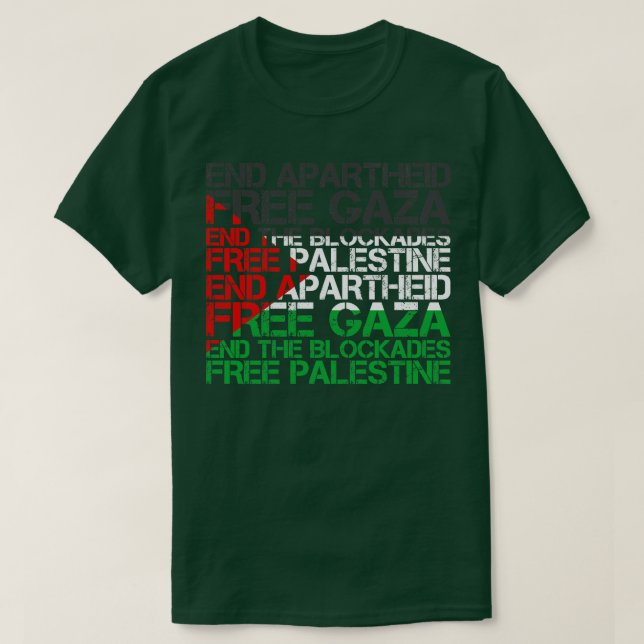 Camiseta Palestina Sinalizador Wordcloud End Apartheid (Frente do Design)
