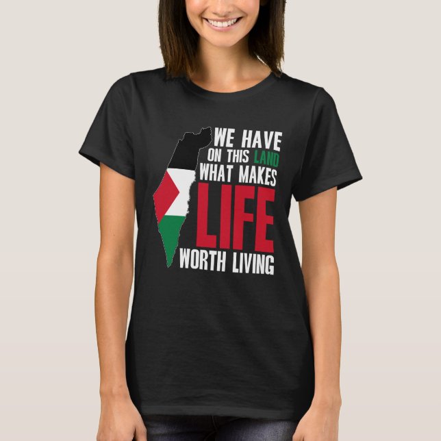 Camiseta Palestina: Vida digna de ser vivida - Bandeira Pal (Frente)