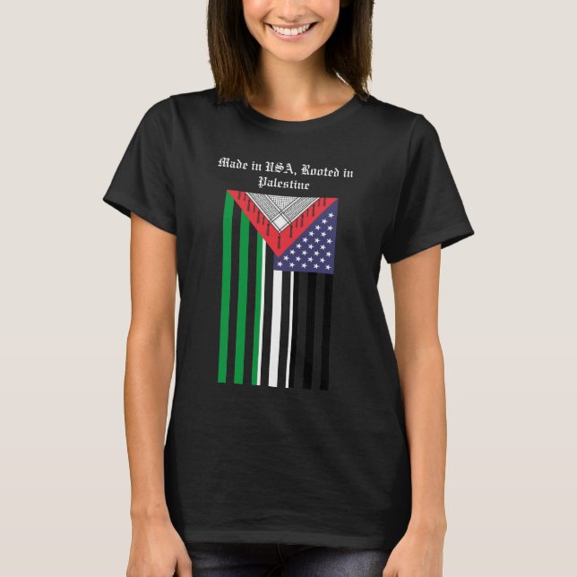 Camiseta Palestiniana Americana: Keffiyeh Patrióti (Frente)