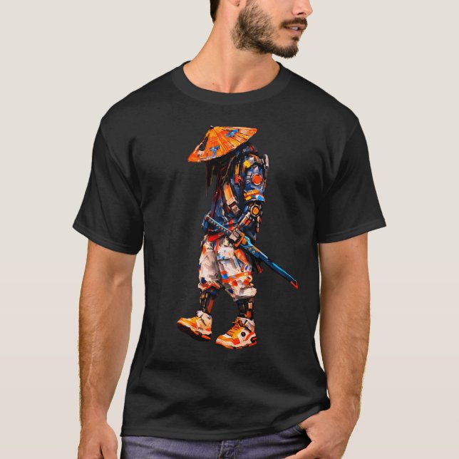 Camiseta Paleta de Ciber Ninja Laranja Neon (Frente)